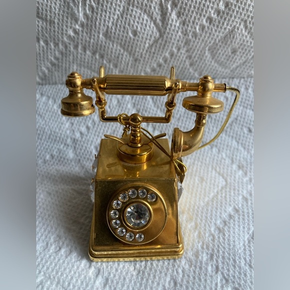 Vintage Other - Vintage 24k Gold Plated Telephone trinket Decor W/ Swarovski Crystals KG&C